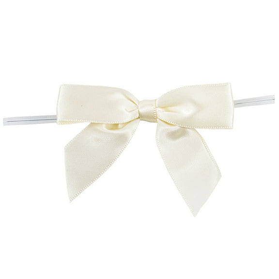 Ivory Satin Pre-tied Decorative Bows - 3" wide, Set of 10, Christmas, Wedding Favors Decor, Bows for Crafts, Birthday, Gift Ribbons, Office Decor, Wine, Gift Bows,