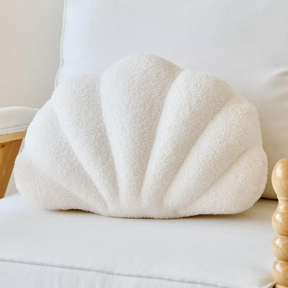 Ivory Seashell Throw Pillows, Shell Shaped Throw Pillows, 13 Inch Soft Home Decorative Pillow Plush Cushion for Bed Couch Living Sofa Room Decor Accent Throw Pillow