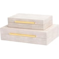 thumbnail image 1 of Ivory Shagreen box Faux Leather Set of 2 Decorative Boxes,Large Stacking Storage Decorative Boxes with Lids for Modern Home Decor Jewelry Box Organizer, 1 of 7