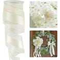 thumbnail image 1 of Ivory Sheer Wired Ribbon with Satin Stripe 2.5 inch Ivory Christmas Tree Ribbon for Bows Making, Wreaths, Gift Wrapping, Wedding Bridal Shower Decorations-Continous 10 Yards, 1 of 14