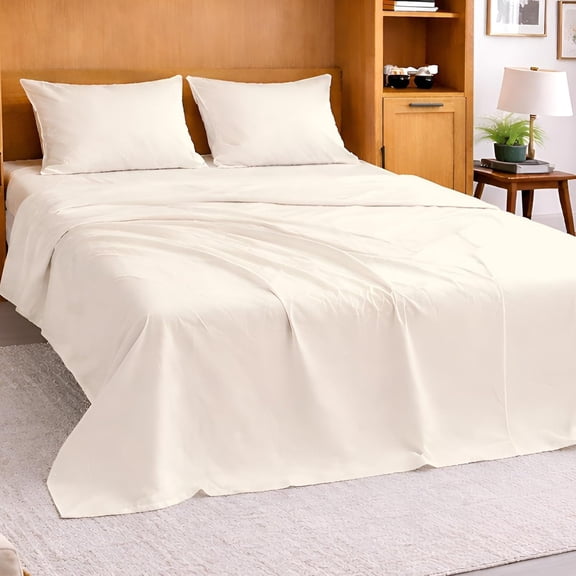 Ivory Sheets for Murphy Bed Mattress, 4 Piece Premium 1800 Ultra Soft Brushed Microfiber Queen Size Wall Bed Sheet Set, 6-10 Inch Deep Pocket with All-Around Elastic