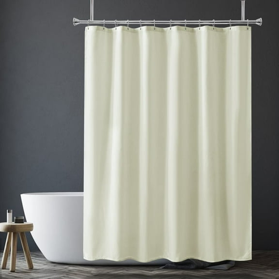 Ivory Shower Curtain Liner, Ivory Fabric Shower Liner, 2-in-1 Bathroom Shower Curtain and Liner, 12 Grommet Holes, Water Proof, Machine Washable, Hotel Quality, 72 x 72 Inches