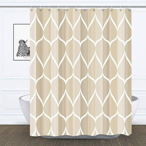 Ivory Shower Curtain W 72 x H 72, Waterproof Design and Polyester, Quick-Drying, Weighted Hem, Shower Curtains Set for Bathroom, Machine Washable with 12 Hooks