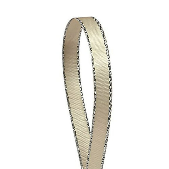 Ivory Silver Edge Satin Ribbon - 1/8 Inch X 50 Yards (pm575190152)