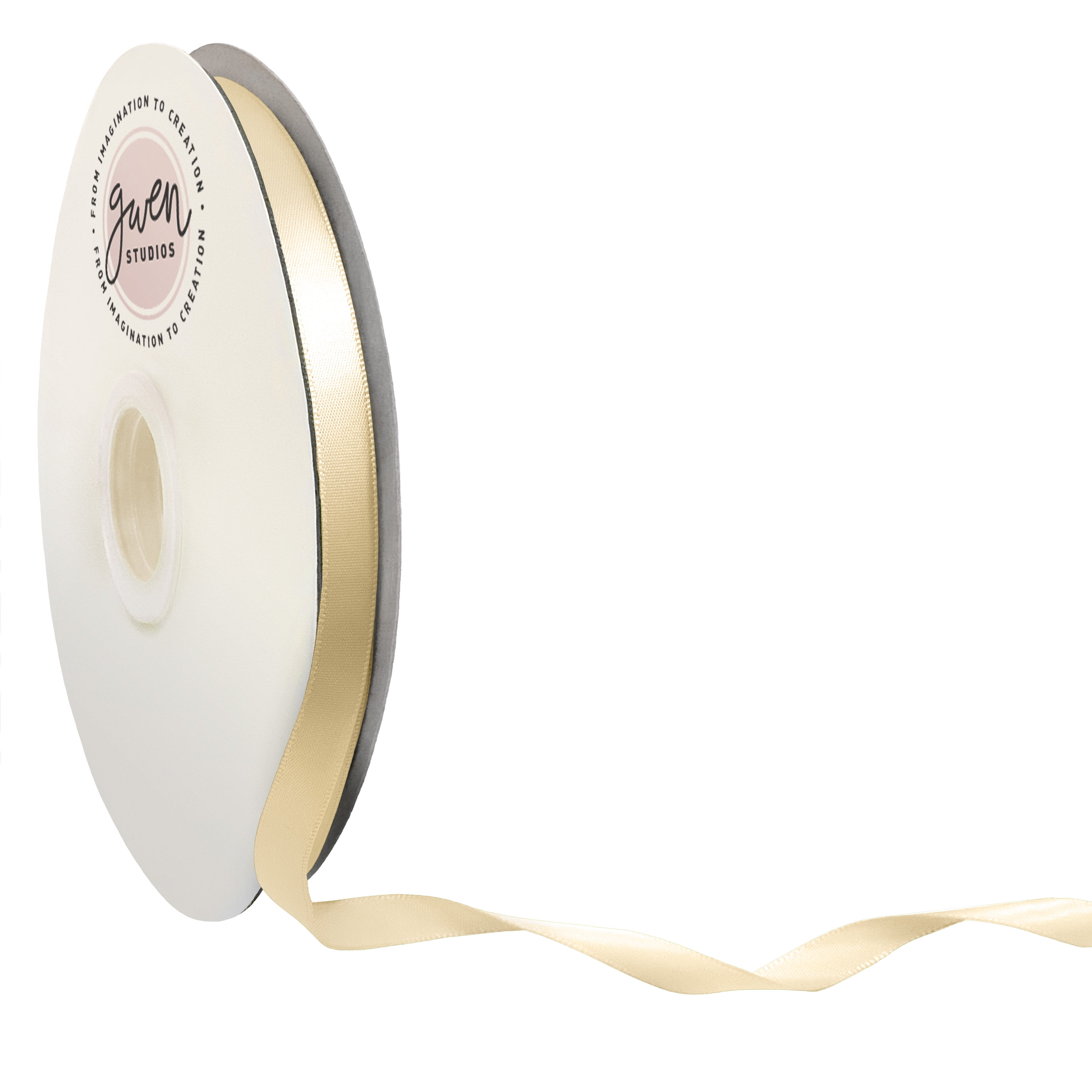 Ivory Single Face Satin Ribbon, 3/8" x 100 Yards by Gwen Studios
