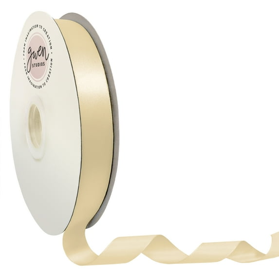 Ivory Single Face Satin Ribbon, 7/8" x 100 Yards by Gwen Studios