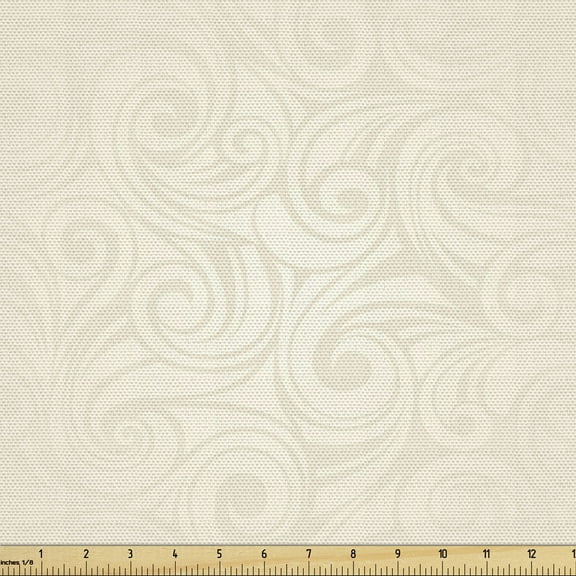 Ivory Sofa Upholstery Fabric by the Yard, Victorian Curved Renaissance Style Leaves Branches Classic Petals Illustration, Decorative Fabric for DIY & Home Accents, 2 Yards, Cream by Ambesonne