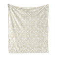 thumbnail image 1 of Ivory Soft Flannel Fleece Throw Blanket, Geometric Shabby Form Motif with Classic Effect Rococo Style Oriental Design, Cozy Plush for Indoor and Outdoor Use, 50" x 70", Cream Tan, by Ambesonne, 1 of 6