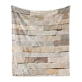thumbnail image 1 of Ivory Soft Flannel Fleece Throw Blanket, Urban Brick Wall Background Modern and City Life Surface Print, Cozy Plush for Indoor and Outdoor Use, 60" x 80", Cream Beige Tan, by Ambesonne, 1 of 6