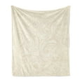 thumbnail image 1 of Ivory Soft Flannel Fleece Throw Blanket, Victorian Curved Renaissance Style Leaves Branches Classic Petals Illustration, Cozy Plush for Indoor and Outdoor Use, 70" x 90", Cream, by Ambesonne, 1 of 6