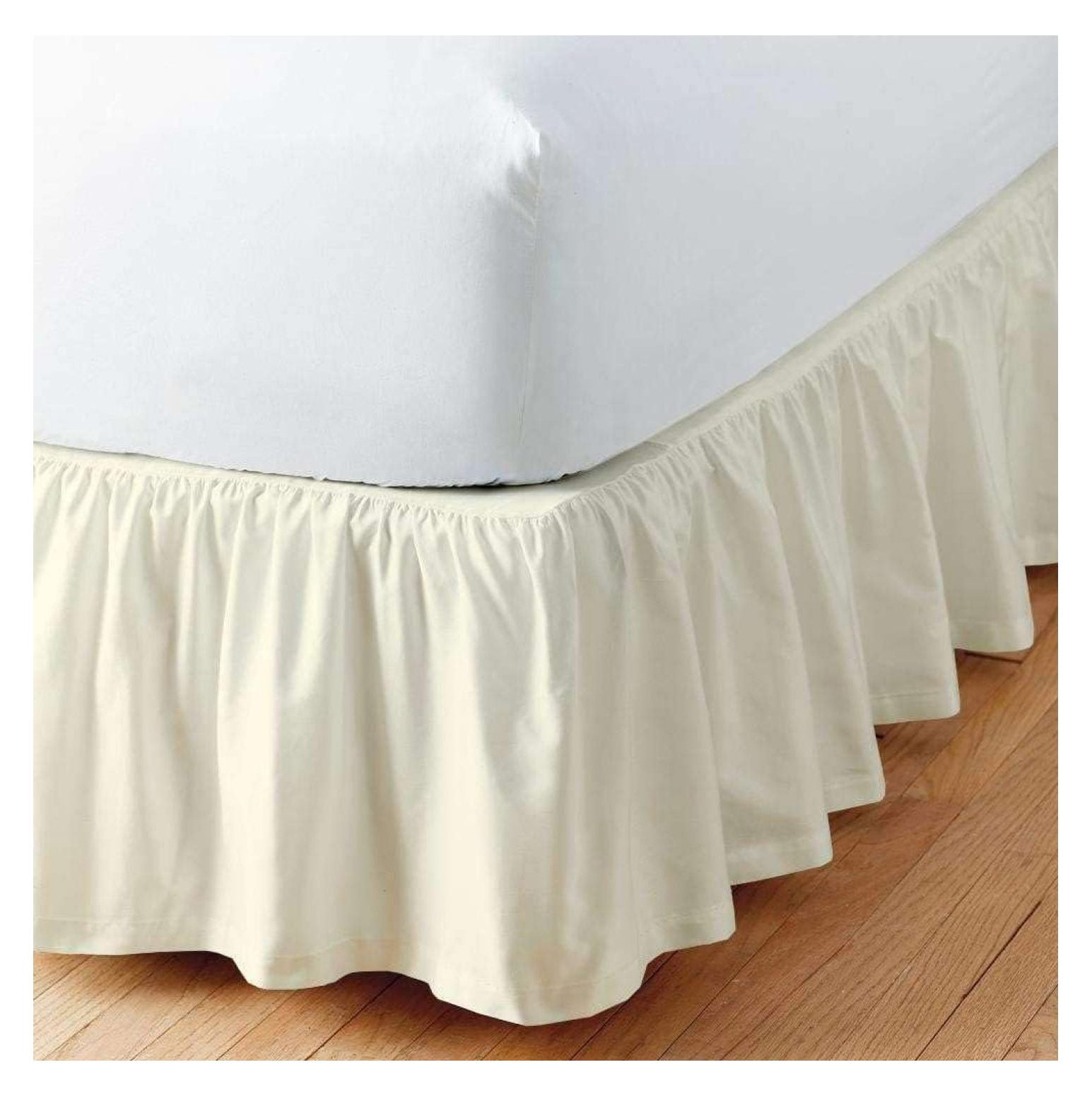 Ivory Solid, Queen Size Ruffled Bed Skirt 12 Inch Drop Split Corner,100 ...