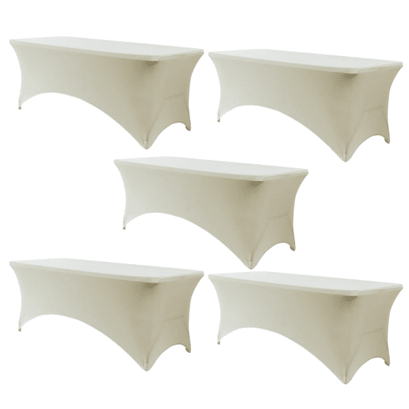 Ivory Spandex Folding Table Cover 8ft 250gsm - 5-Pack by Chivari