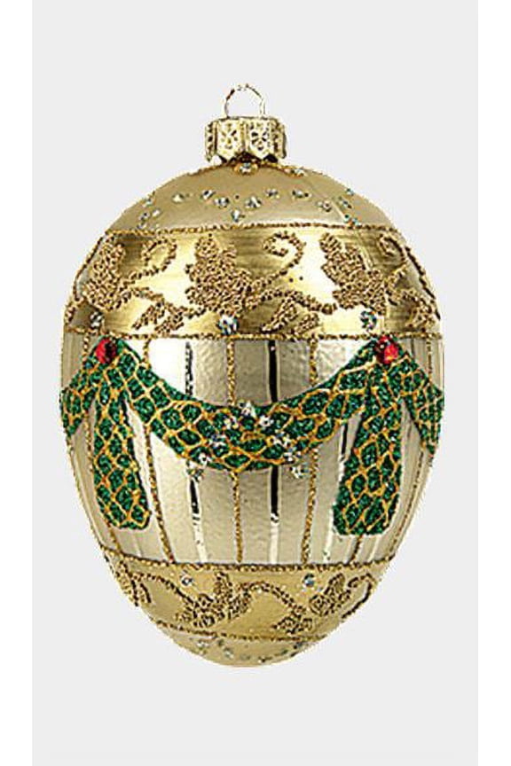 Ivory Standard Egg Faberge Inspired Glass Ornament Christmas Easter Decoration