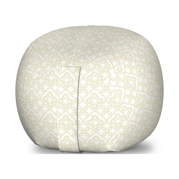 Ivory Storage Toy Bag Chair, Geometric Shabby Form Motif with Classic Effect Rococo Style Oriental Design, Stuffed Animal Organizer Washable Bag, Small Size, Cream Tan, by Ambesonne