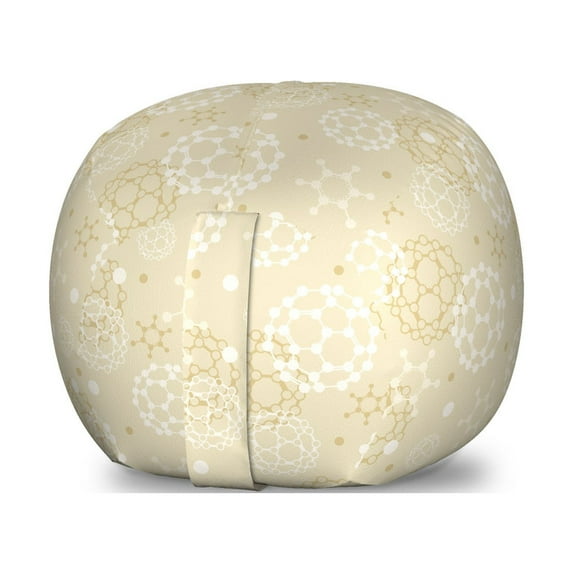 Ivory Storage Toy Bag Chair, Science Molecules Motif Chemical Bonds Circular Atoms in Soft Toned Form Design, Stuffed Animal Organizer Washable Bag, Large Size, Cream White, by Ambesonne