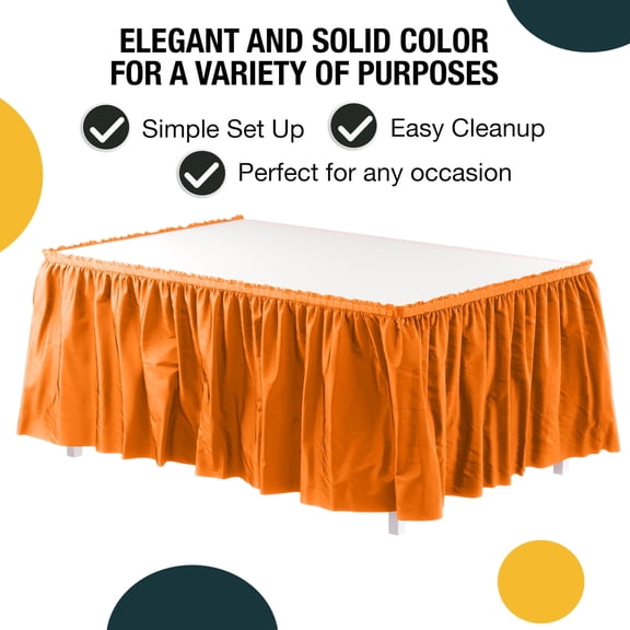 Ivory Table Skirt 6 Pack - Disposable Plastic Table Skirts for Rectangle Tables 6ft 8ft & Round Tables - 29in x 14ft Self-Adhesive Strip - Birthday Wedding Decor