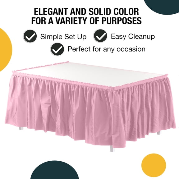 Ivory Table Skirt 6 Pack - Disposable Plastic Table Skirts for Rectangle Tables 6ft 8ft & Round Tables - 29in x 14ft Self-Adhesive Strip - Birthday Wedding Decor