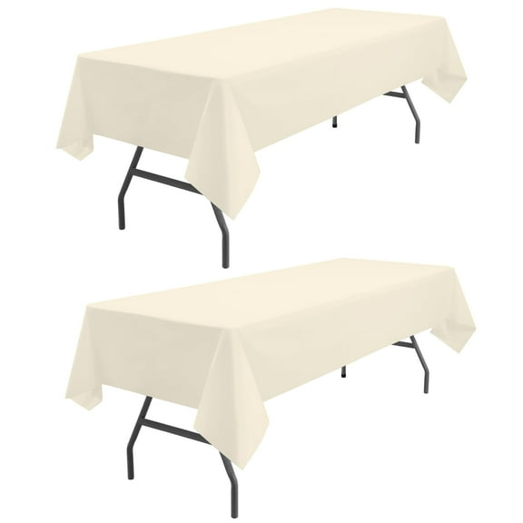 Disposable Plastic Tablecloths 2 Pack Cream White 54" x 108", PEVA Table Covers for Parties Events Wedding Engagement BBQ Picnic Banquet Dining Table
