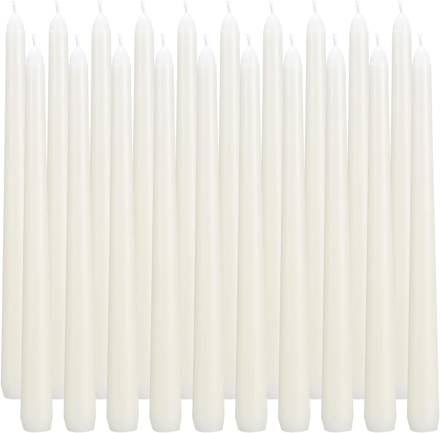 Ivory Taper Candles, Set of 40 Unscented and Smokeless 10 Inch Taper Candles Long Burning, Paraffin Wax with Cotton Wicks for Burning Approxinately 7-8 Hours Time