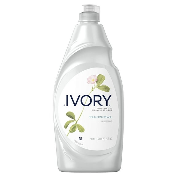 Ivory Dish Soap Classic Scent, Tough on Grease, Made Without Dyes, 24 fl oz (Pack of 2)