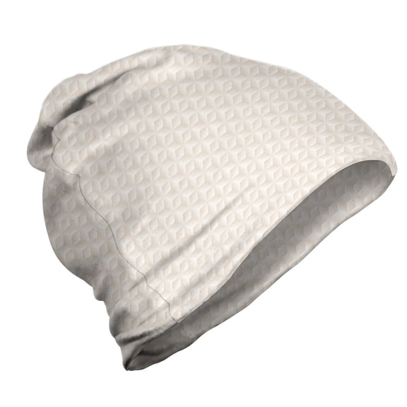 Ivory Unisex Beanie, Diamond Shaped Digital, Hiking Outdoors, Cream, by Ambesonne
