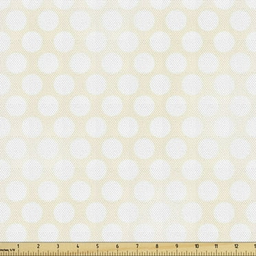 Ambesonne Ivory Fabric by the Yard Upholstery, Large Polka Dots Circles, 10 Yards, White Beige