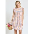 thumbnail image 1 of Ivory Water Color Bar Ruffle Trim Shift Dress, 1 of 6