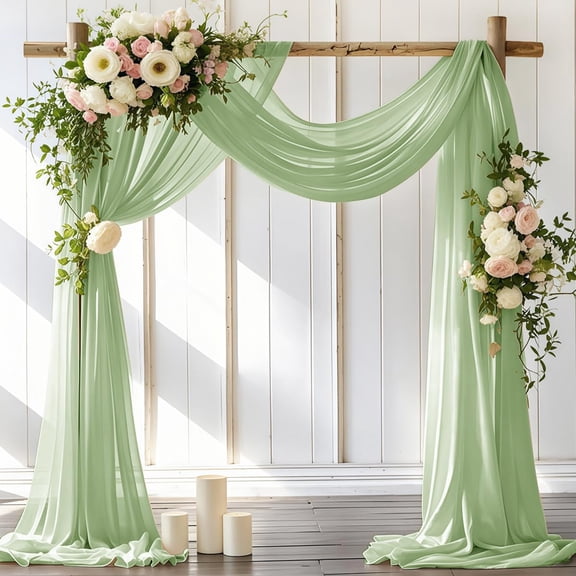 Ivory Wedding Arch Draping Fabric 30'' x 18FT Sheer Chiffon Arch Drape Backdrop for Summer Wedding Bridal Shower Party Outdoor Decoration