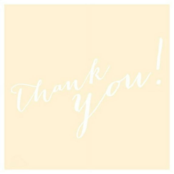 Ivory Whimsical Thank You Square Favor Labels, 40-Pack