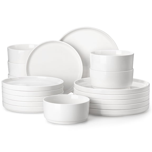 Ivory White 18 Piece (Service for 6) Porcelain Dinnerware Set