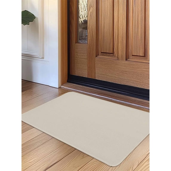Ivory White Door Mat&nbsp;Indoor Outdoor Entrance, Non Slip Rug for Kitchen Bathroom Entryway Rug, Modern Pure Ivory White Washable Doormat Floor Mat 24x36 Inch