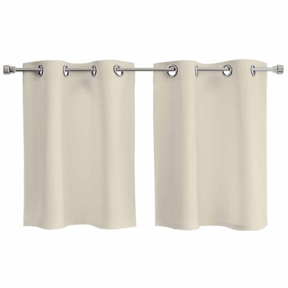 Ivory White Kitchen Curtains Small Short 39 Inch Length, Modern Pure Ivory White Grommet Top Bedroom Living Room Curtains, Light Filtering Cafe Curtain Drapes 2 Panels Set 55''x39''