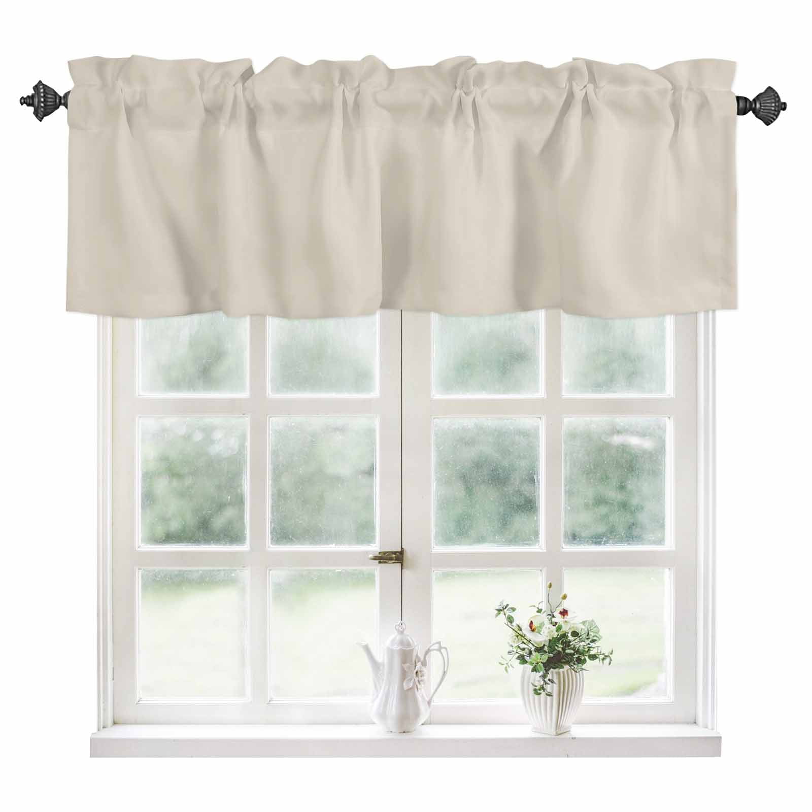 Ivory White Kitchen Valances for Windows 42x18 Inch Kitchen Curtains ...