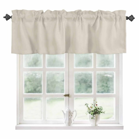 Ivory White Kitchen Valances for Windows 54x18 Inch Kitchen Curtains Valances Rod Pocket Modern Pure Ivory White Bathroom Window Valances for Window Treatment Decor