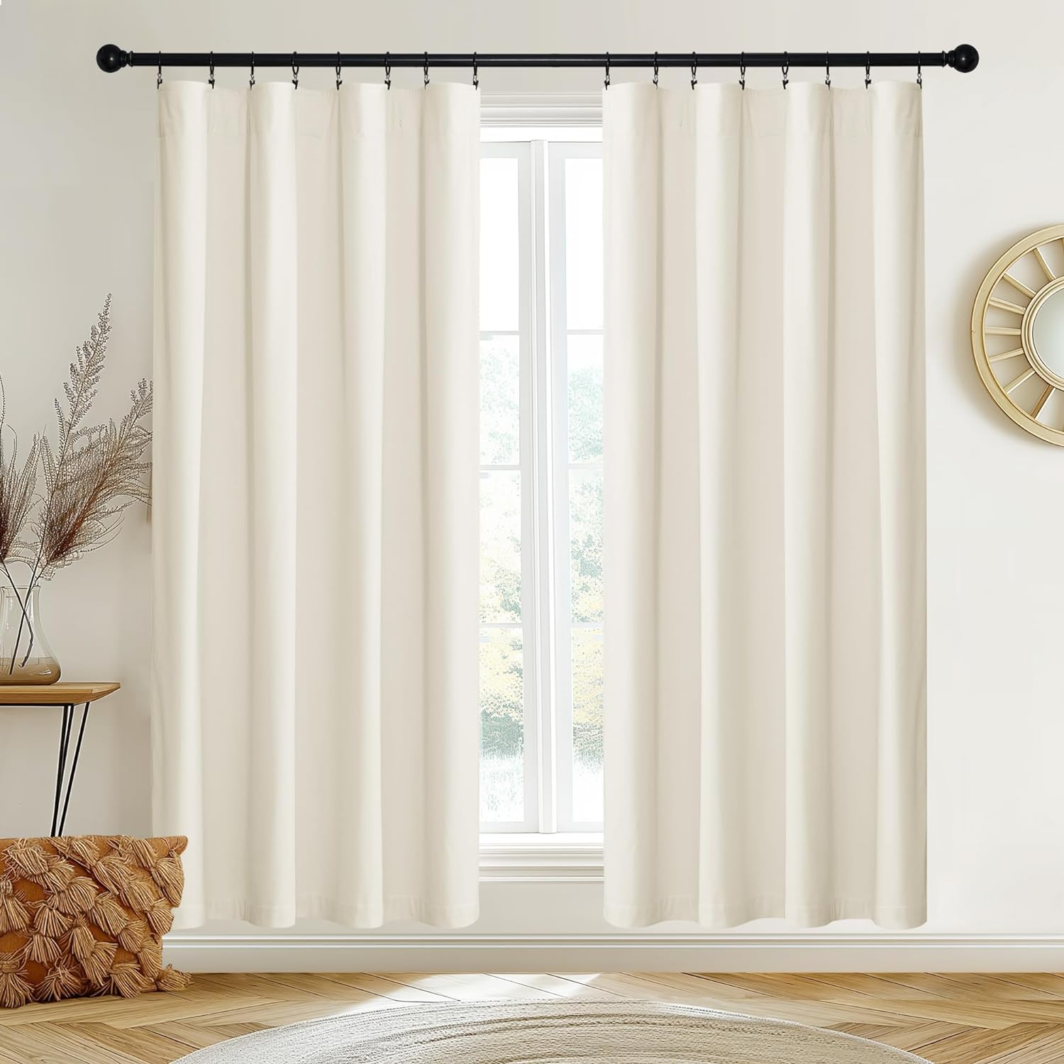 Ivory White Luxury Velvet Curtains 84 inches, Sound Reducing Heavy Matt ...