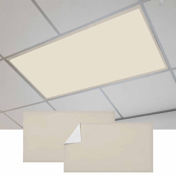 Ivory White Magnetic Fluorescent Light Covers for Ceiling Lights 2 x 4 Feet, Modern Pure Ivory White Office Classroom Kitchen Drop Ceiling Light Covers Lighting Filters Shade Panel 2 Packs