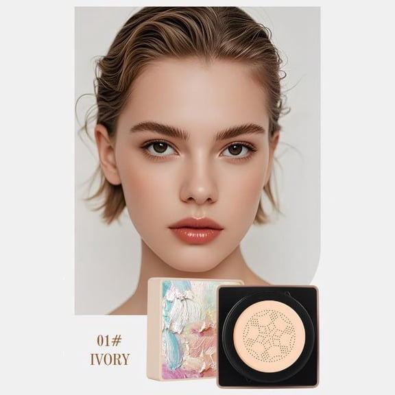 Ivory White Mushroom Head Air Cushion Foundation, Oil-Control Full Coverage Formula, Long-Lasting Hydrating Lightweight Finish, For Natural Daily Makeup, Suitable For All Skin Types