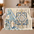 thumbnail image 1 of Ivory White Ornate Baroque Medallion Pearls Jewels Living, Warm Flannel Blanket for Living Room and Family Room, Festive autumn celebration Scene, Art Lovers autumn celebration Gift, 1 of 9