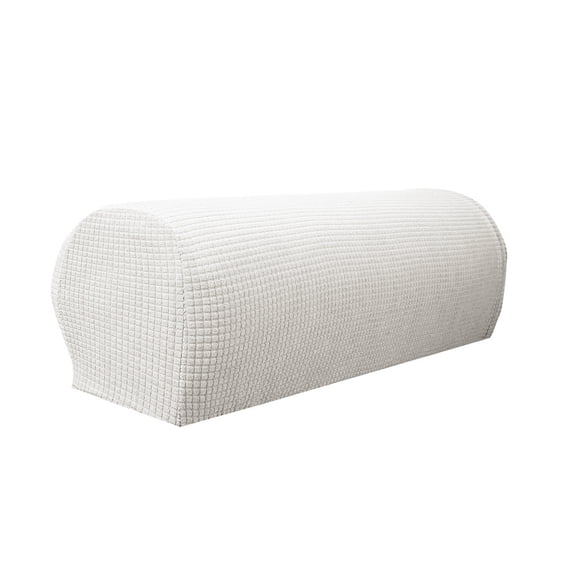Ivory White Plaid Fleece Sofa Armrest Covers - Soft Fleece Texture Decorative Plaid Pattern One Size A Pair Protective - For Living Room Bedroom Office Furniture Home Decoration