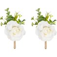 thumbnail image 2 of Artificial Rose Boutonniere And Corsage Set For Wedding - Groom's Suit & Mens Wedding Flower Deco 2 of 6