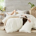 Ivory White Ruffle Bedding Set, Shabby Chic Farmhouse Queen Size