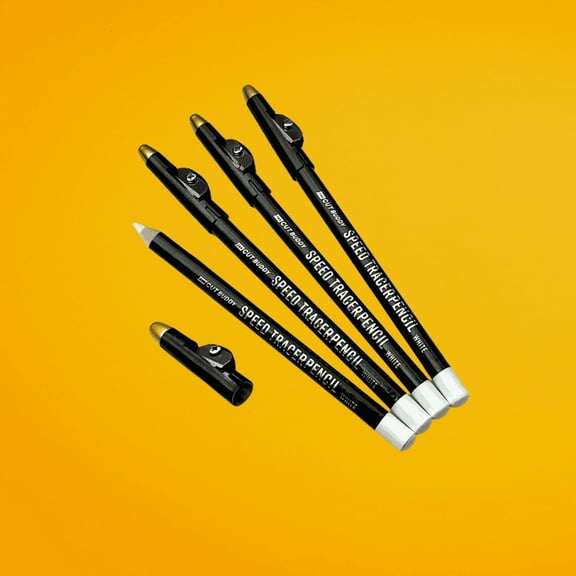 The Cut Buddy Ivory White Speed Tracer Barber Pencils (4 Pack, with Sharpener)