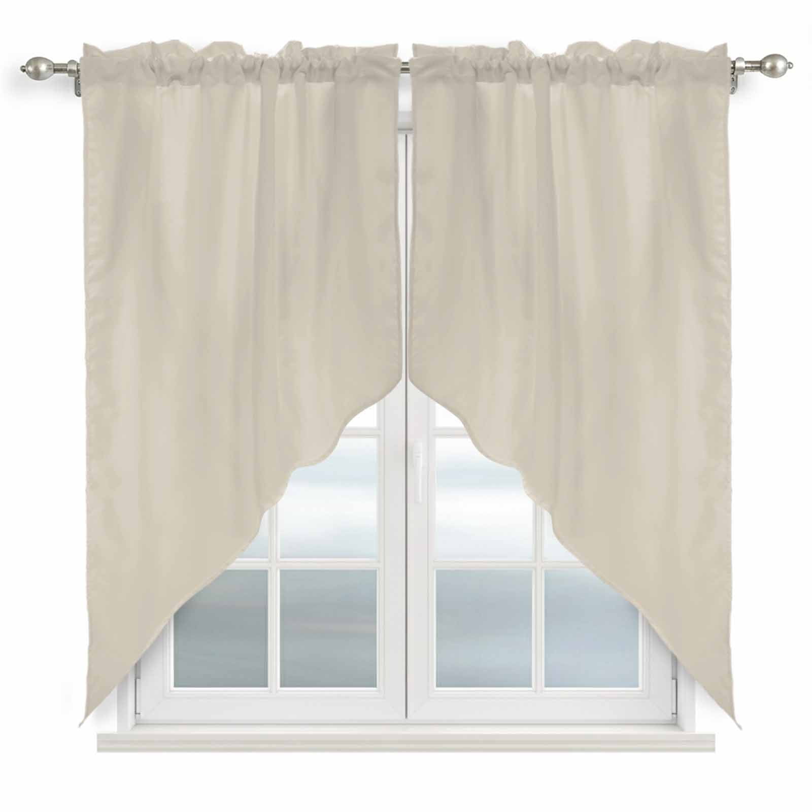 Ivory White Swag Curtain Valances, Modern Pure Ivory White Kitchen ...