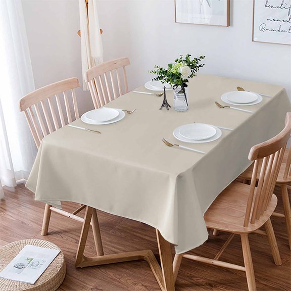 Ivory White Tablecloth Rectangle Table Cloth 52x70 , Waterproof Tablecloth Outdoor Table Cloth, Modern Pure Ivory White Washable Table Cover for Kitchen Dining Party