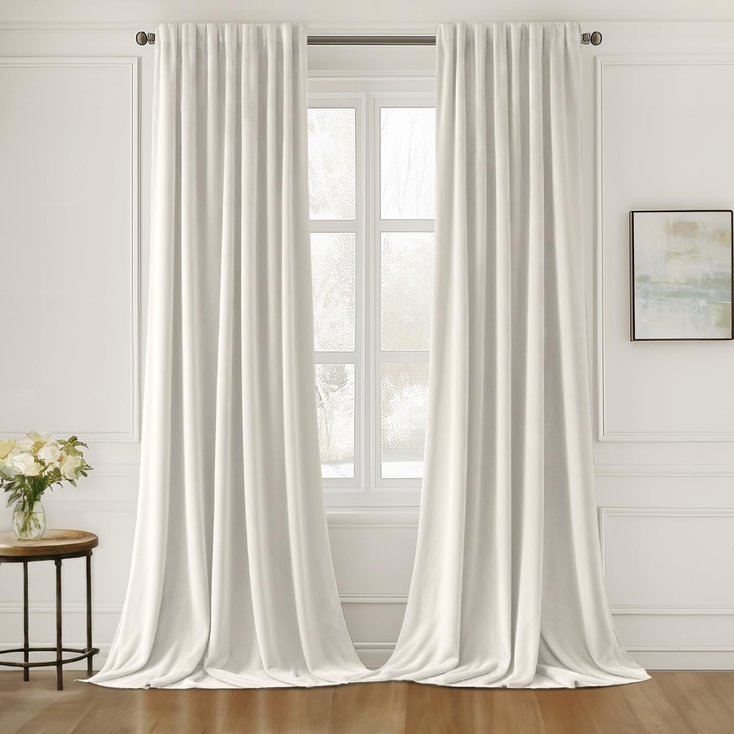 Curtains 90 Inches Long Ivory White Velvet Curtains 90 inches Long 2 Panels - Luxury Pinch