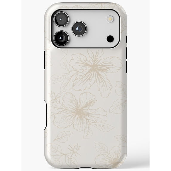 Ivory and Light Beige Botanical Floral Line Art Tough Case for Apple ...