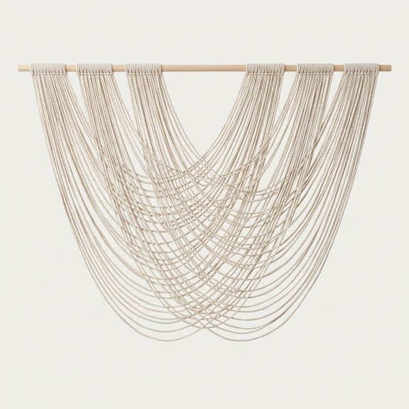 Ivory1 Handwoven Cotton Macrame Wall Hanging Boho Decor 57"W x 31"L