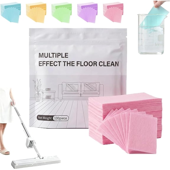 Ivovex Floor Cleaning Sheets, 100 Piece Floor Cleaning Tablets, Multiple Effect the Floor Clean, Floor Cleaner Tablets, Dissolvable Deep Cleaning Solution, For Hardwood, Tile & More (Blue, 100Pcs)