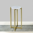 thumbnail image 1 of Ivy 24.5 Inch Marble Top Accent Round Side Table with Metal Frame, White and Gold, Saltoro Sherpi, 1 of 7