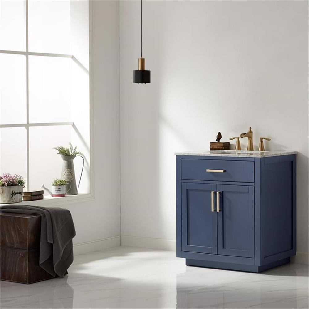 Royal Blue 30" Single Vanity with Carrara Marble Top